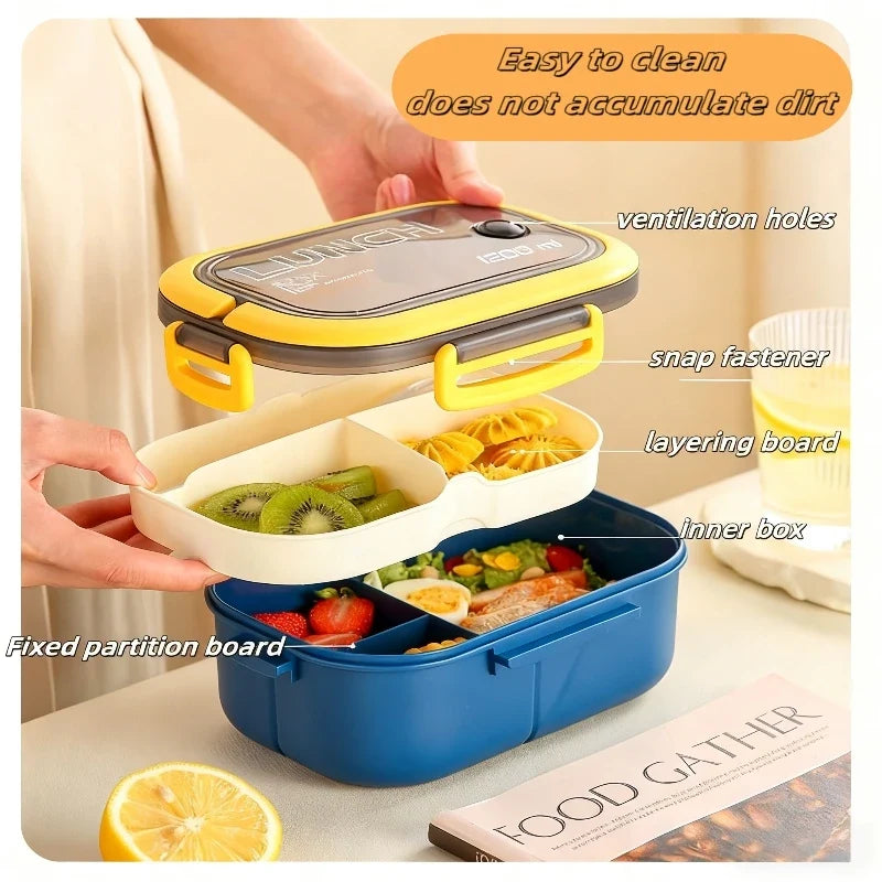 Double Layer 4-Compartment Bento Box 1000ml | Leak-Proof