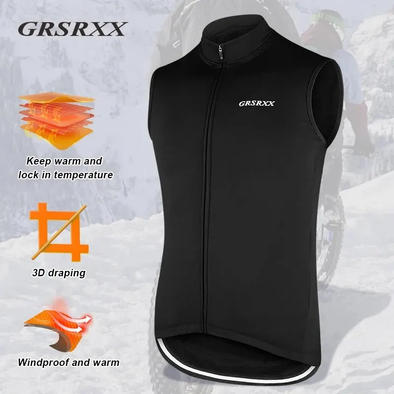 GRSRXX Thermal Fleece Cycling Vest – Windproof MTB Gilet