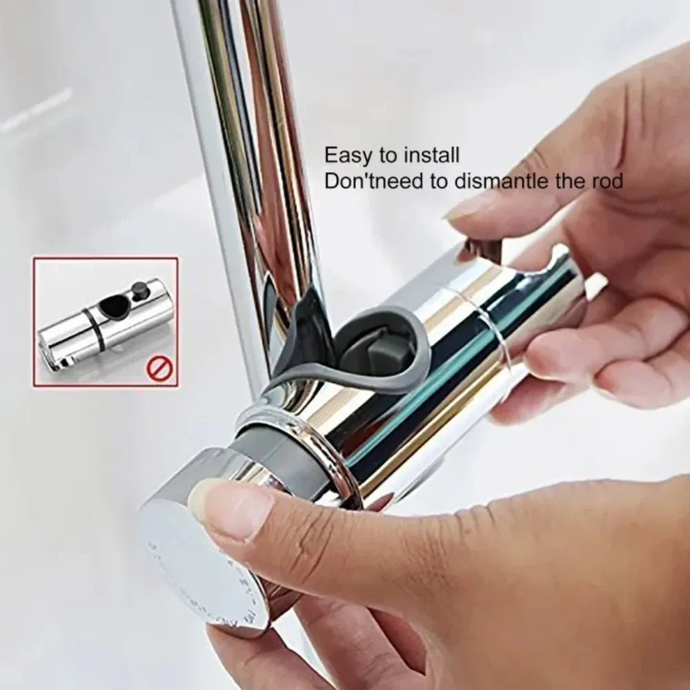 Adjustable Chrome Shower Slide Bracket – Fits 18–25mm Riser Rails