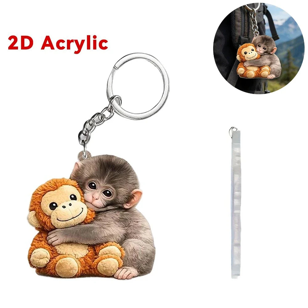 Punch Monkey Acrylic Keychain – Cute 2D Bag Charm Gift