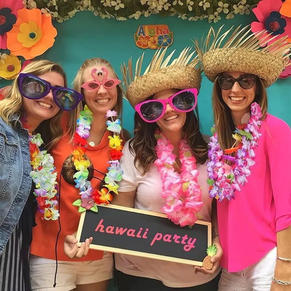 10-Pack Hawaiian Lei Flower Garlands – Luau Party Necklaces
