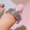 Huitan Women's Silver Wedding Band Ring – Cubic Zirconia