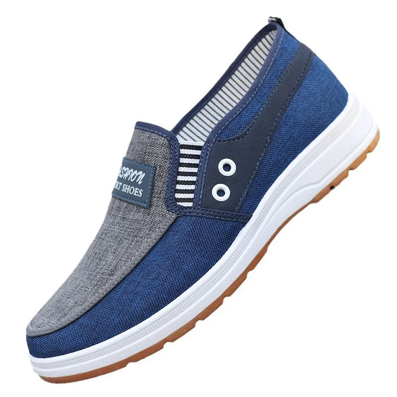 Men's Canvas Slip-On Loafers – Lightweight Color Block Casual Shoe