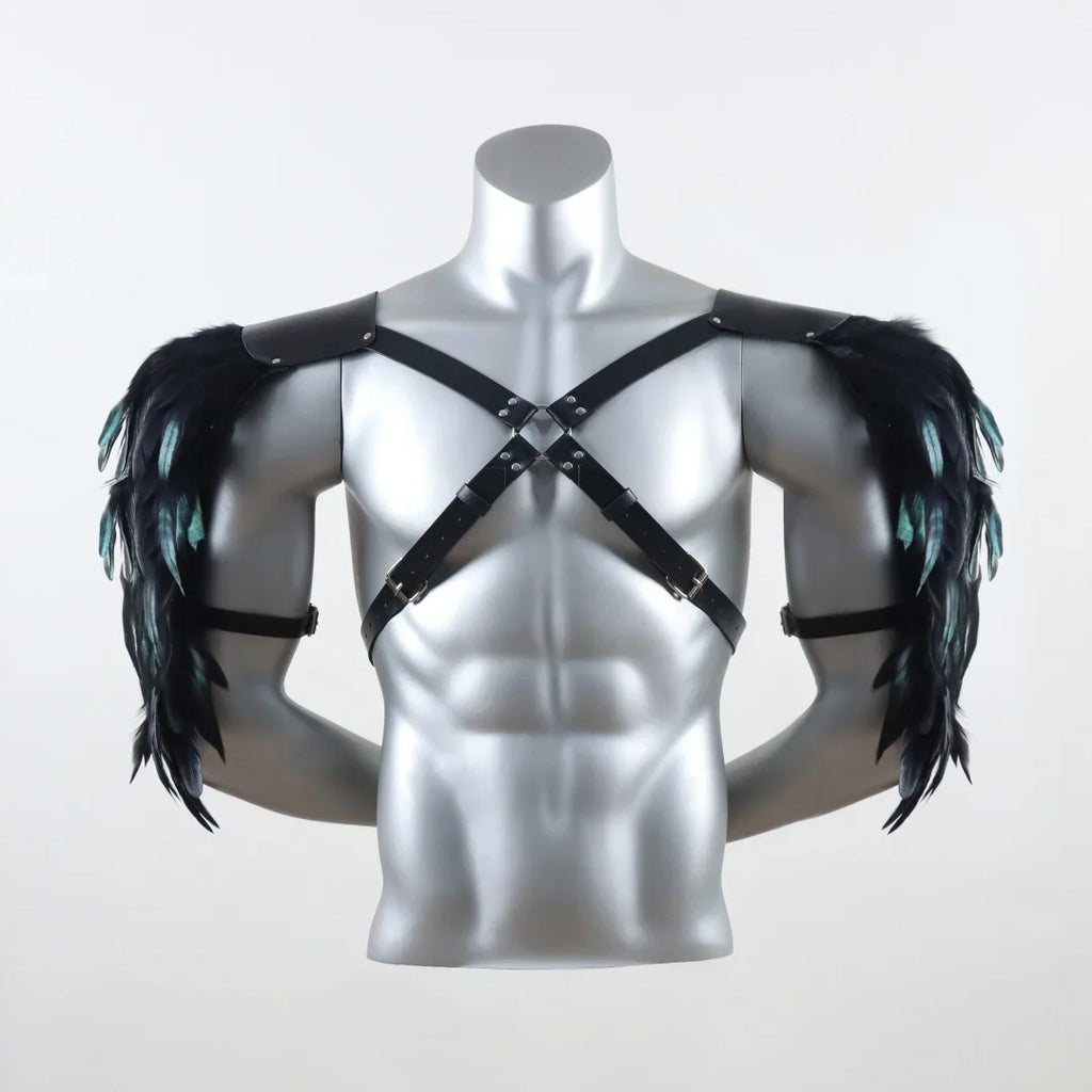 UYEE Belt Feather Shrugs Shawls Gothic Punk Cape Jacket Scarf