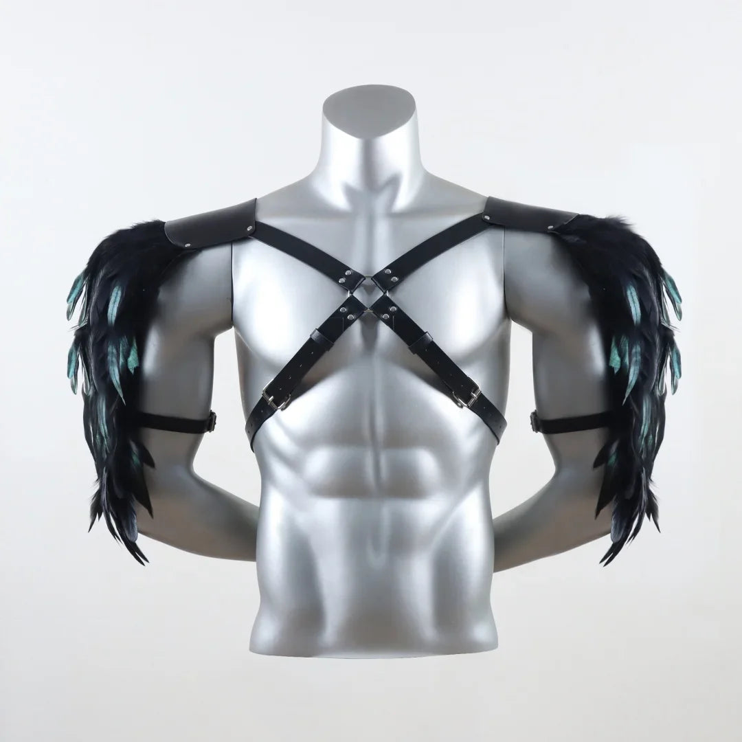UYEE Belt Feather Shrugs Shawls Gothic Punk Cape Jacket Scarf