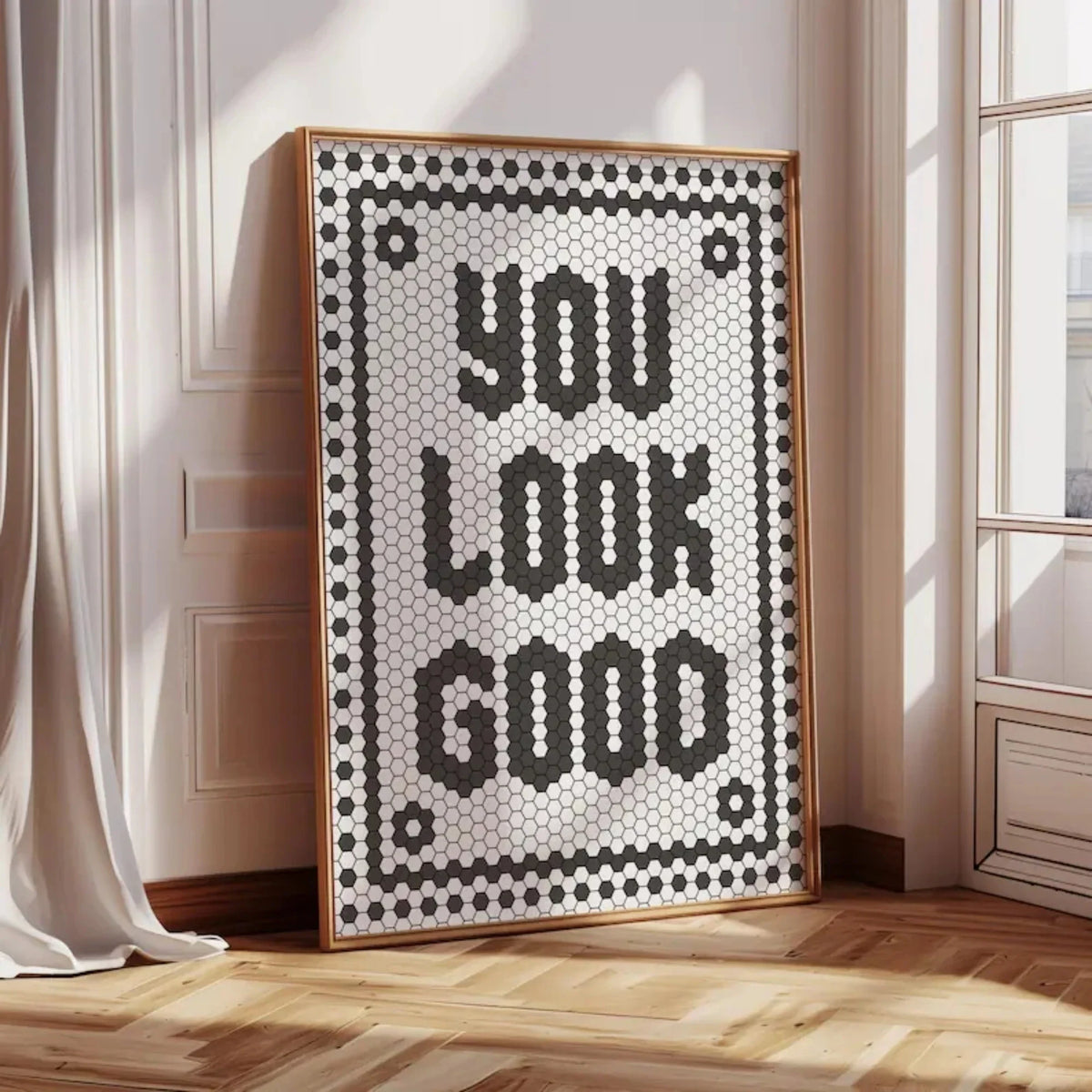 "You Look Good" Quote Hexagon Canvas Wall Art Print