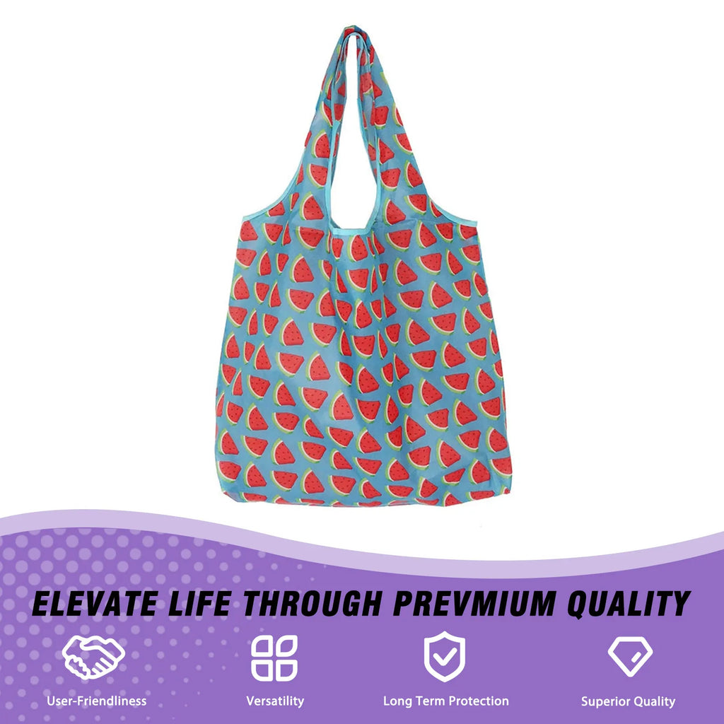 Foldable Reusable Grocery Tote Bag – Floral Fruit Print