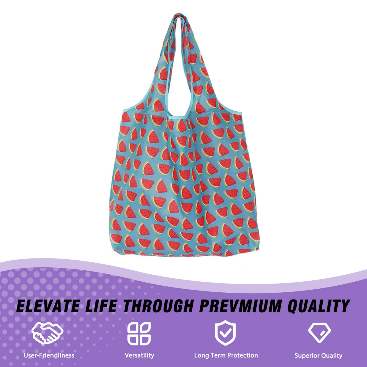 Foldable Reusable Grocery Tote Bag – Floral Fruit Print