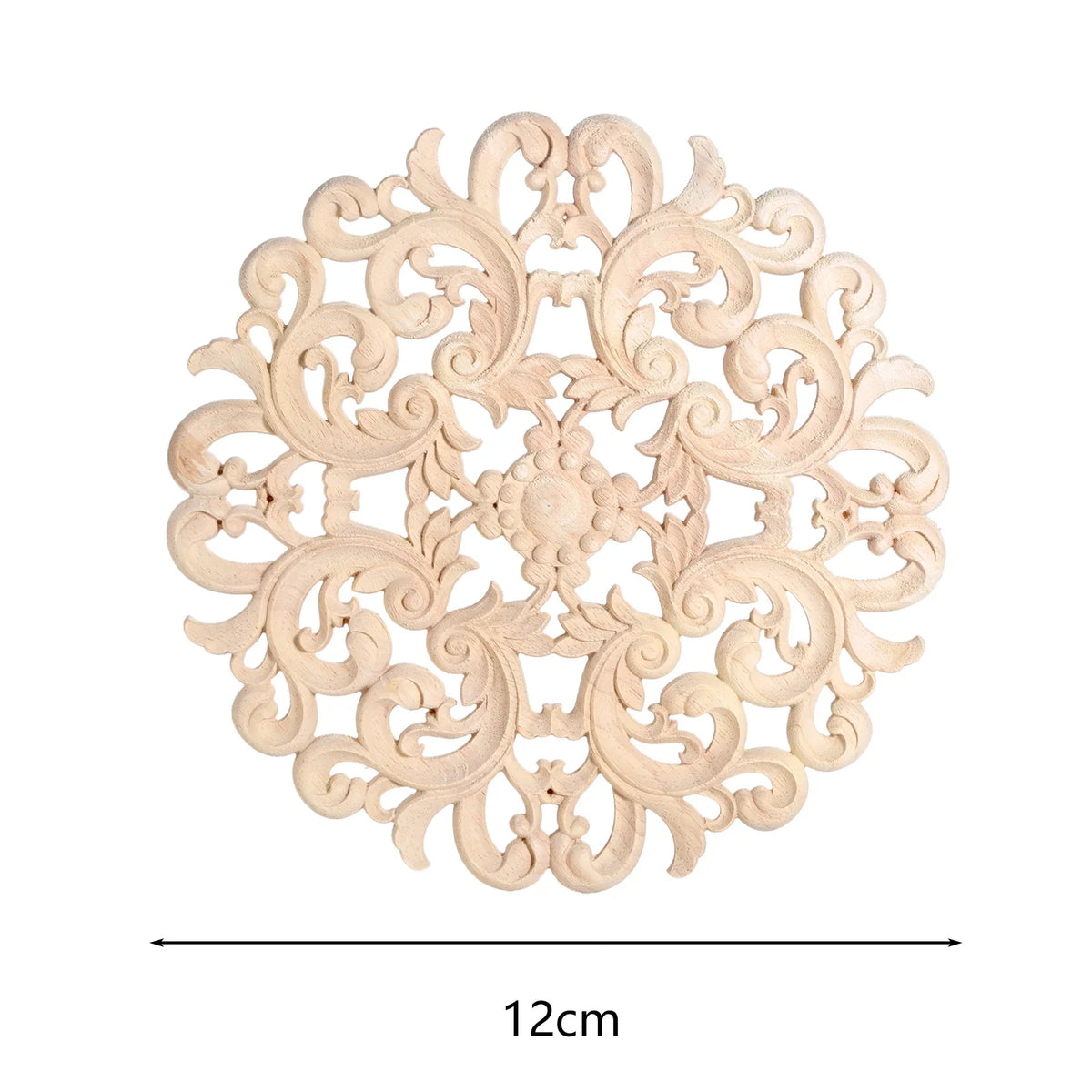 Round Flower Carved Wood Decal | Furniture & Cabinet Applique