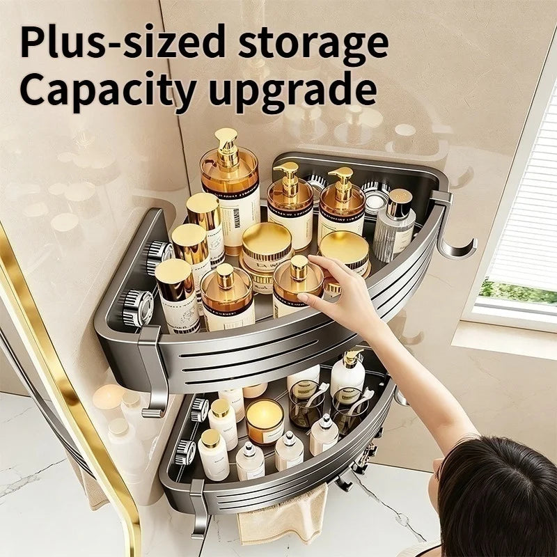 No-Drill Suction Cup Bathroom Corner Shelf & Shampoo Rack