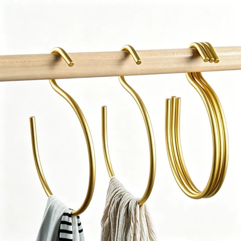 Gold S-Shaped Hanger Hooks – Heavy-Duty Closet Storage