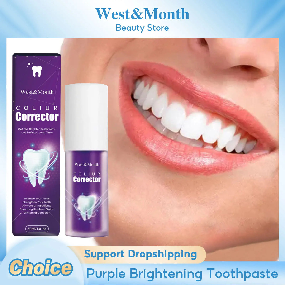 Purple Color Correcting Whitening Toothpaste | Brighten Teeth