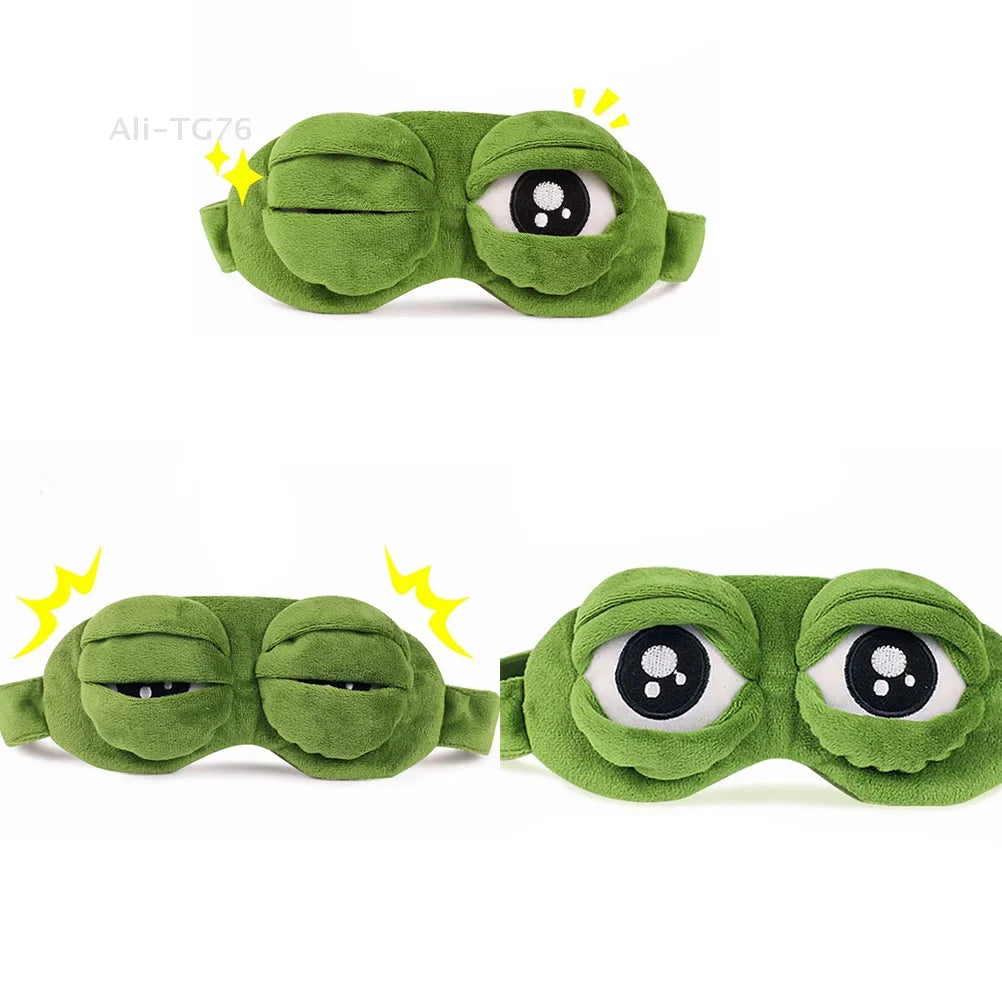 3D Sad Frog Sleep Mask – Soft Plush Eye Mask for Travel & Sleep