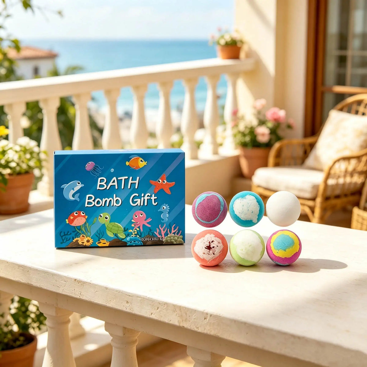 6-Piece Natural Bath Bomb Gift Set – Kids & Family Spa Kit