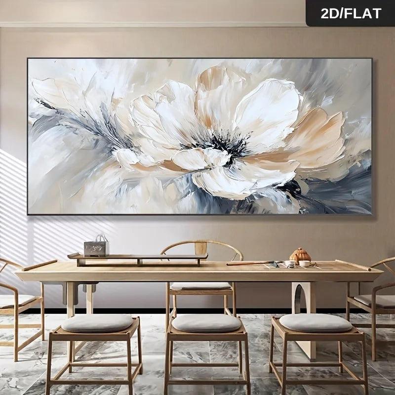 Large Abstract Floral Canvas Wall Art – Modern Vintage Flower Print