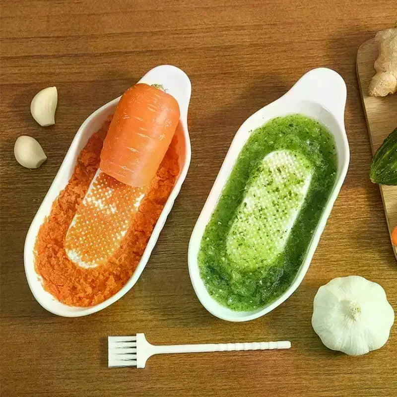 Ceramic Ginger Grater with Brush – Garlic & Veggie Grinder