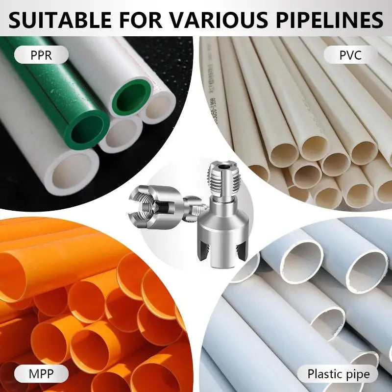 PVC Pipe Threader Kit – Internal & External Thread, Drill-Powered