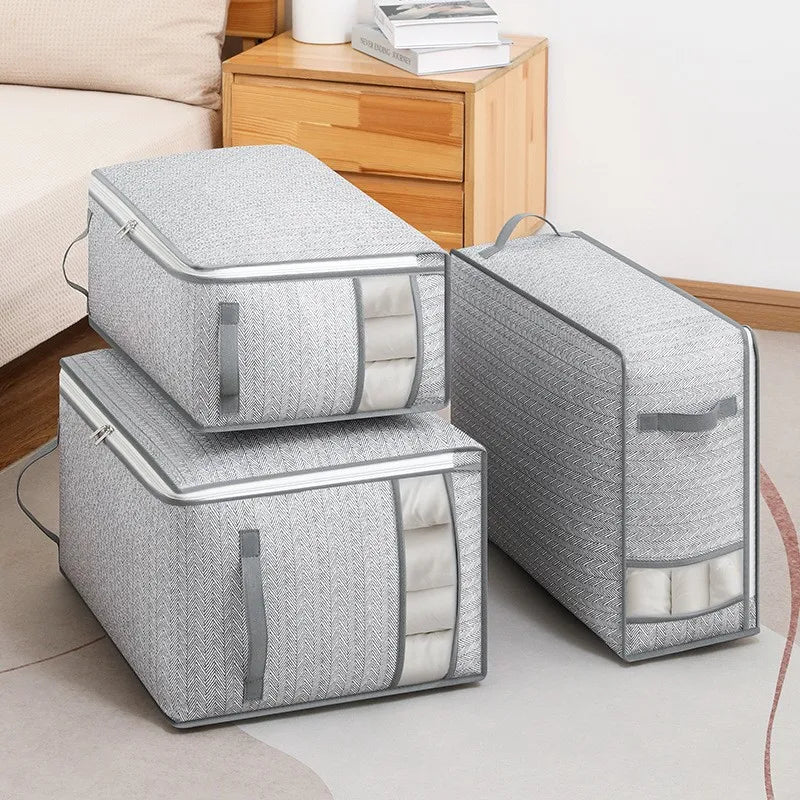 Gray Waterproof Clothes & Quilt Storage Bag with Window S/M/L
