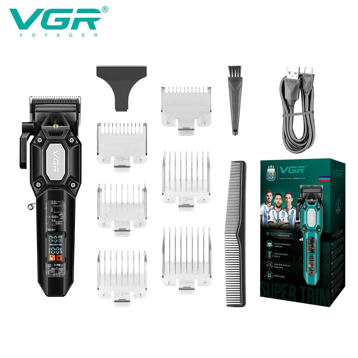 VGR V-600 Electric Hair Clipper Set | LED Display, 200-Min Battery
