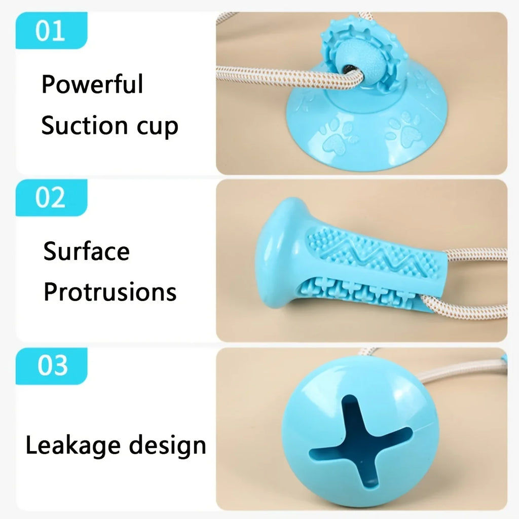 Dog Toy Suction Interactive Chew Teeth Grinding Ball Food Dispenser