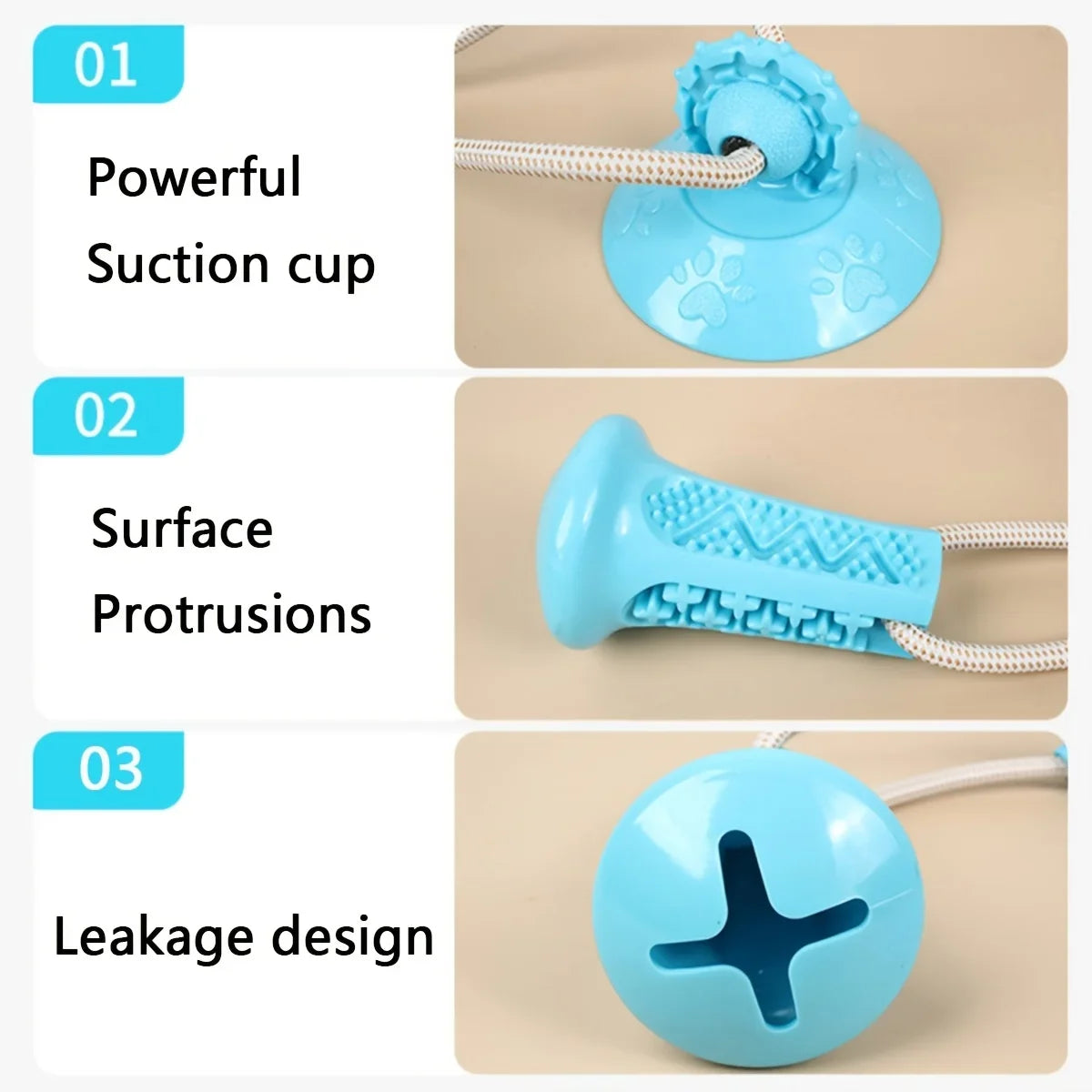 Dog Toy Suction Interactive Chew Teeth Grinding Ball Food Dispenser