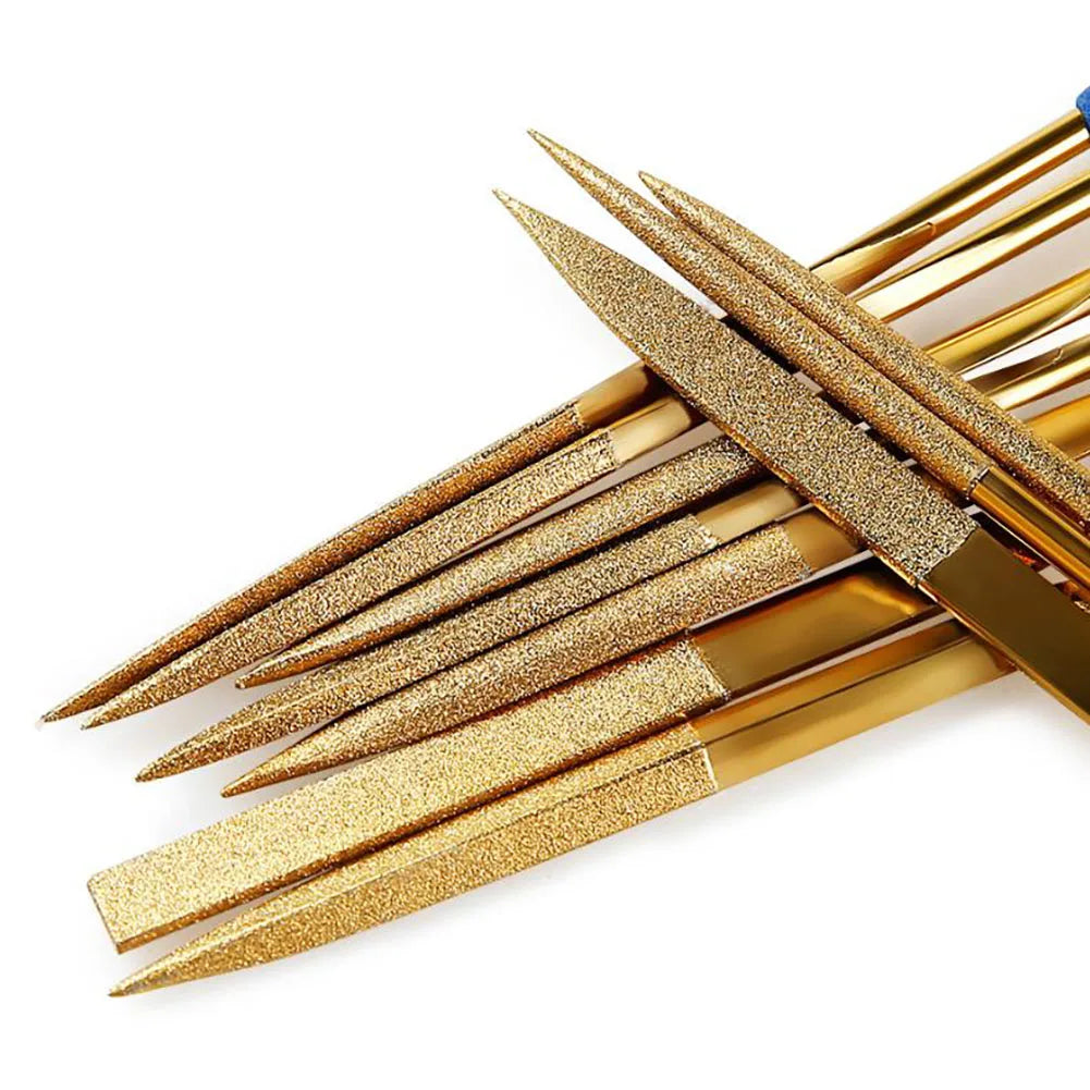 10-Piece Emery Needle File Set – Non-Slip Handles | Metal & Wood