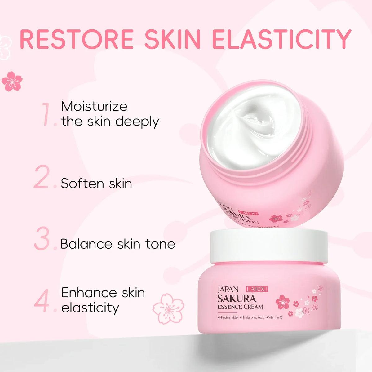 LAIKOU Sakura Face Cream 60g – Hydrating Moisturizer for Dry Skin