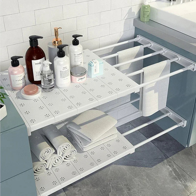 White Expandable Divider Punch-free Retractable Layers Board Wardrobe