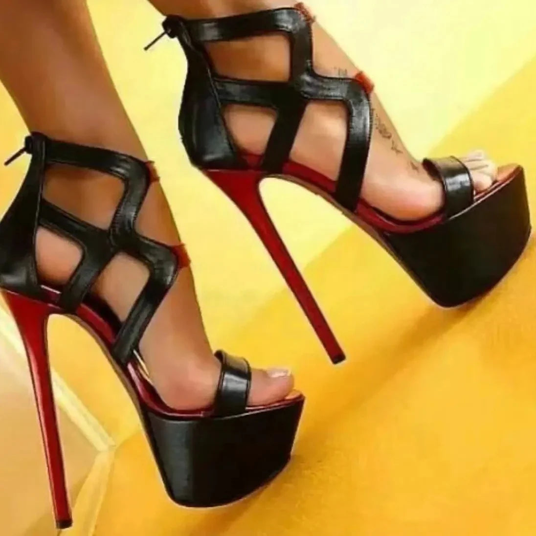 Women's Gladiator High Heel Platform Sandals – Open Toe Zip