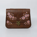 Vintage Pink Cherry Blossom Floral Faux Leather Belt Pouch Medieval