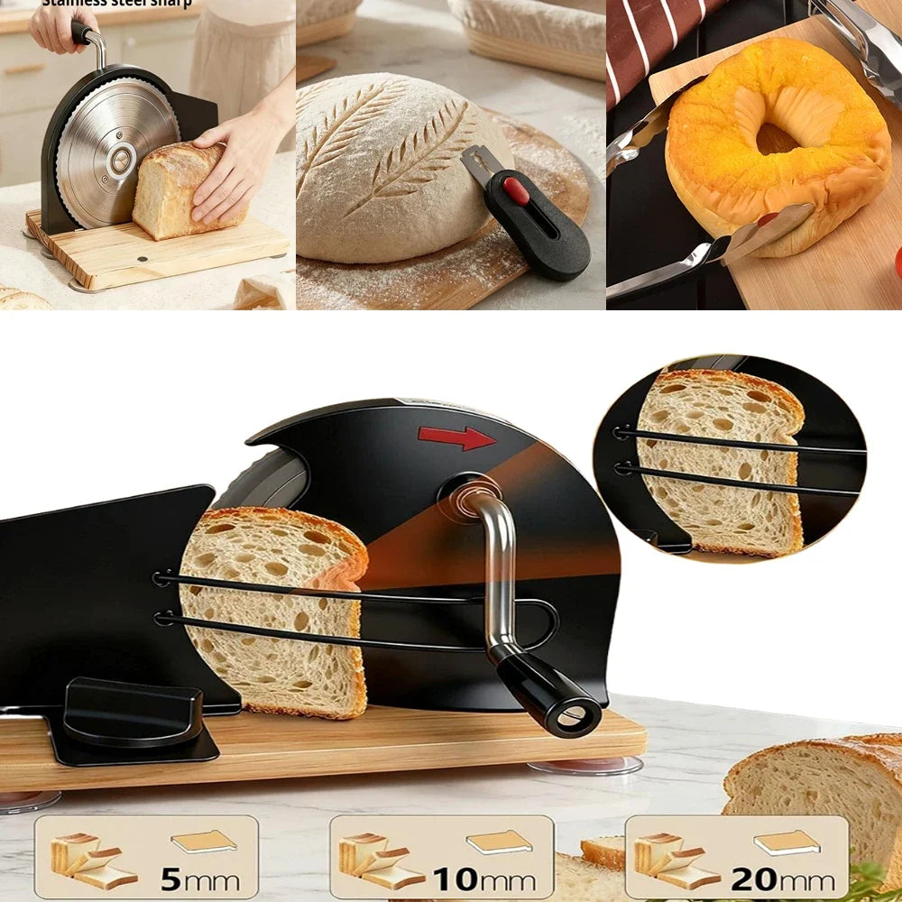Adjustable Manual Bread Slicer Set – 1–20mm Cutter & Dough Tool