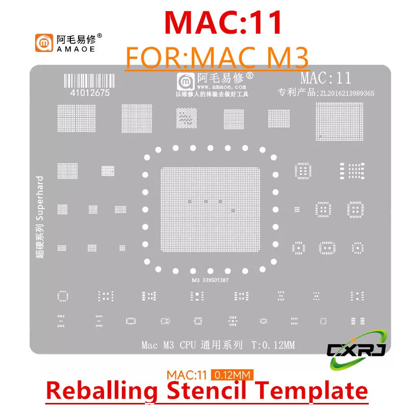 BGA Reballing Stencil MacBook M3 M4 M5 CPU 339S01387 339S01450