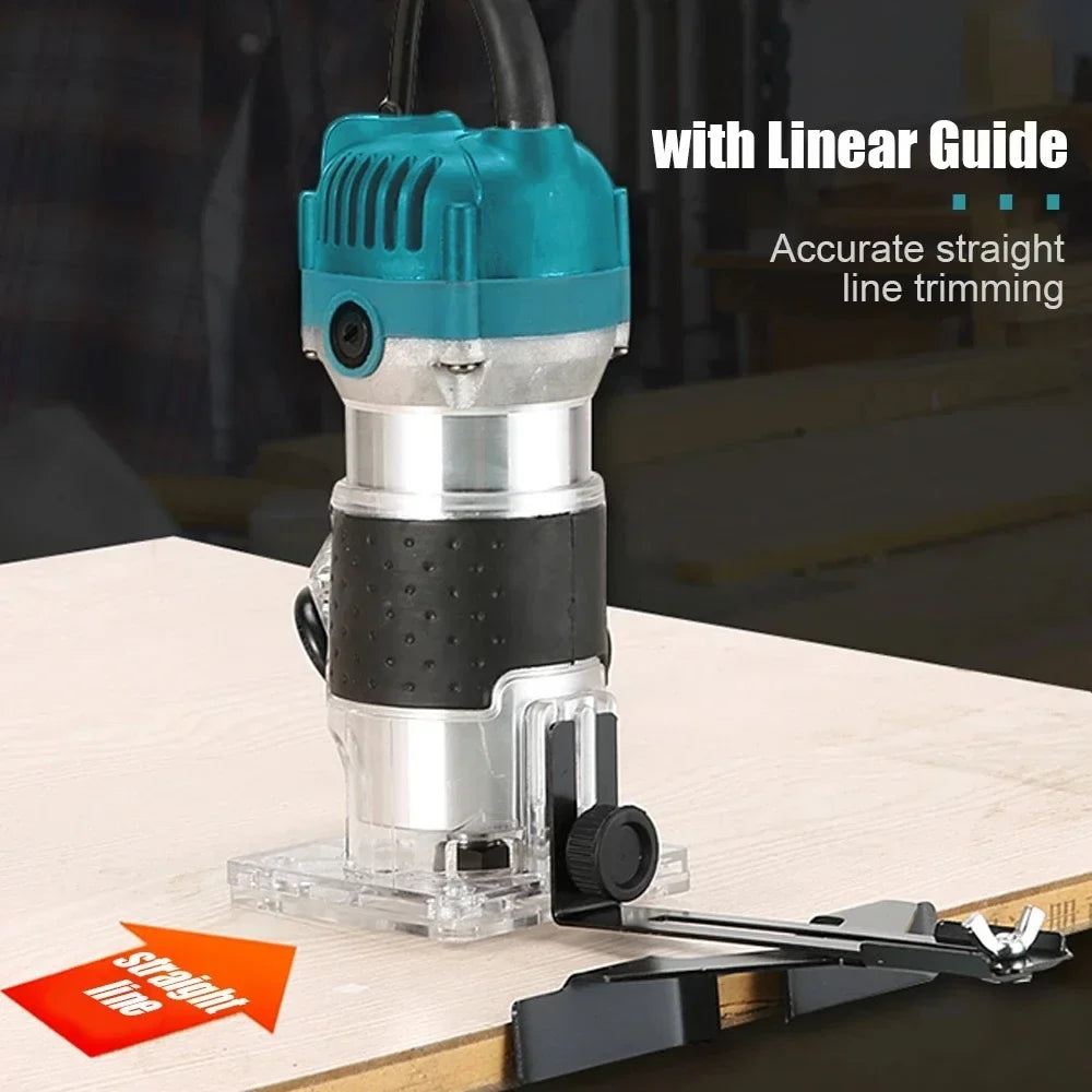 800W Electric Wood Router Trimmer | 1/4" Collet 30000 RPM