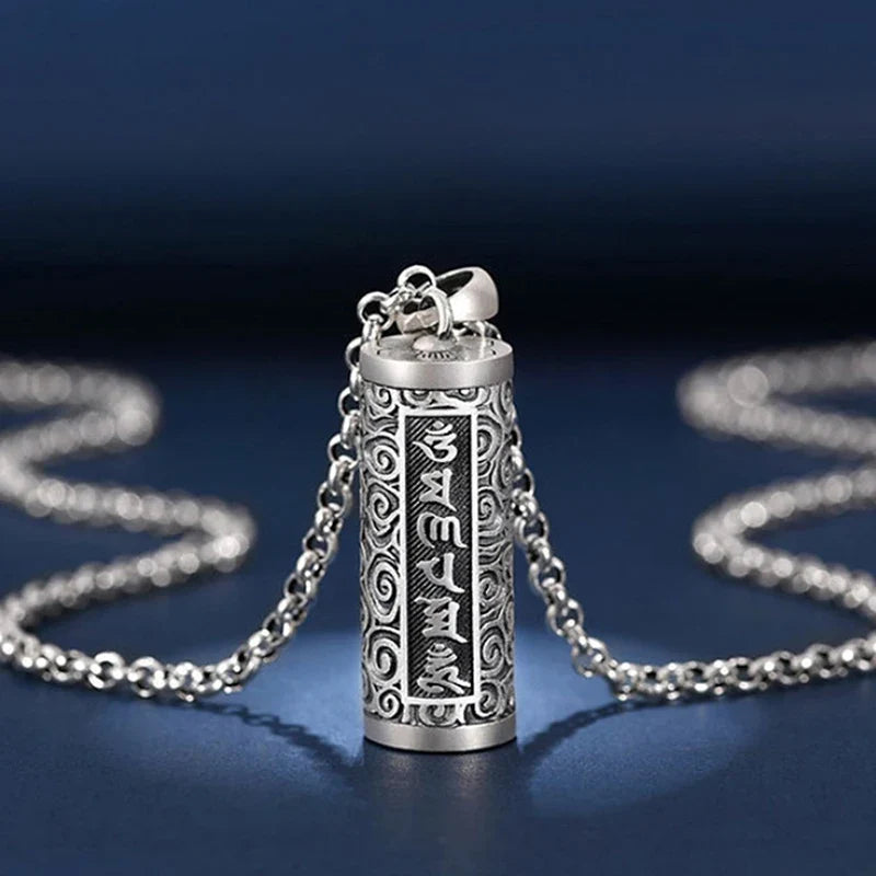 Copper Silver Cylinder Keepsake Pendant Necklace | Pill Box