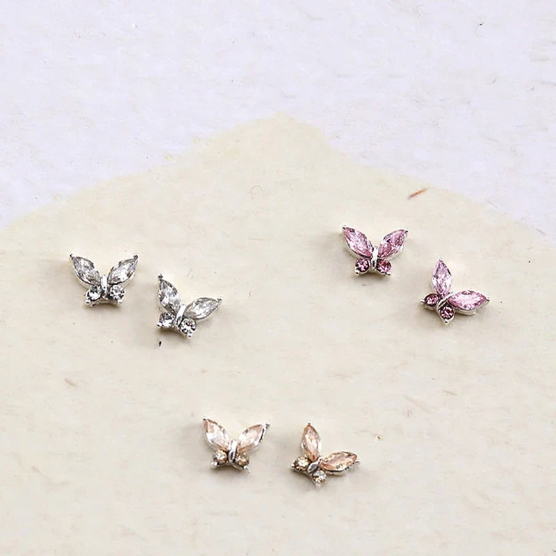 10pcs 3D Crystal Butterfly Nail Art Charms | Alloy Rhinestone Decor