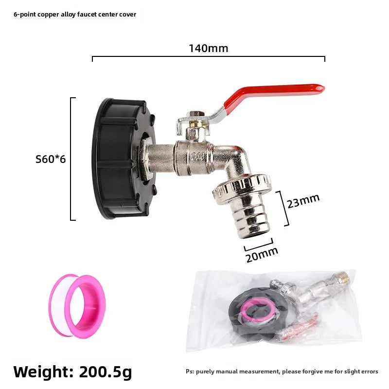 IBC Tank Tap Adapter S60x6 to 1/2" & 3/4" Thread Valve Fitting