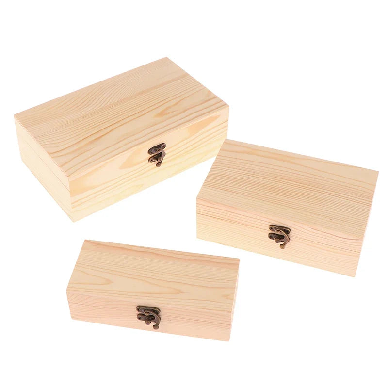 Rectangular Wooden Storage Box Organizer Case Simple Container