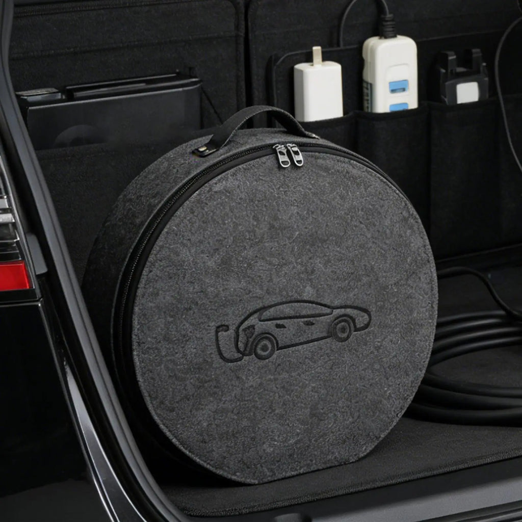 EV Charger Storage Bag Weatherproof Felt Vehicle Charging Cord Pouch