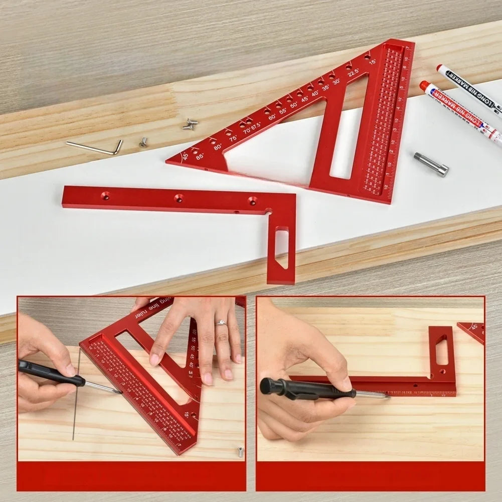 Multi-Angle Aluminum Woodworking Square Triangle Ruler Tool