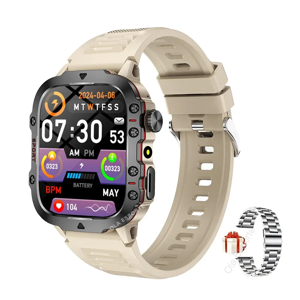 Military Smartwatch Men – 2.01" HD GPS BT Calling Fitness Tracker