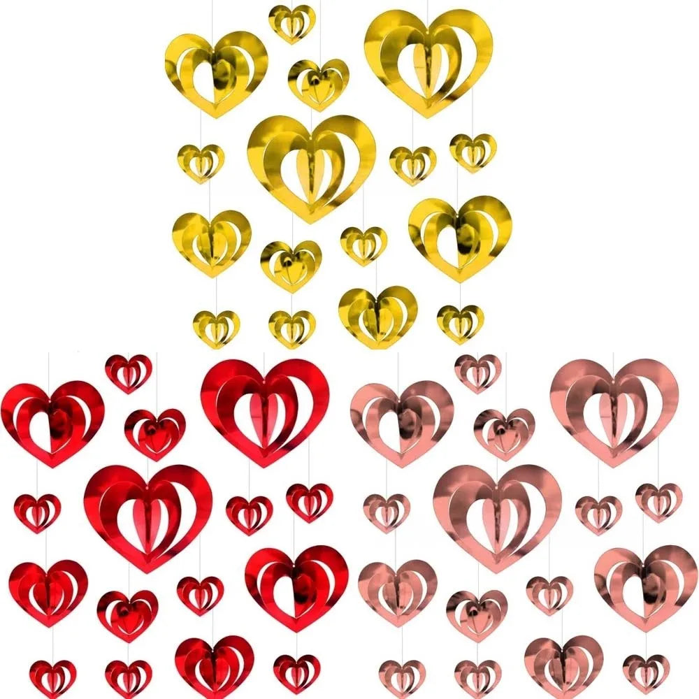 Glitter Heart Sequin Hanging Curtain Decor – 16 PCS Set