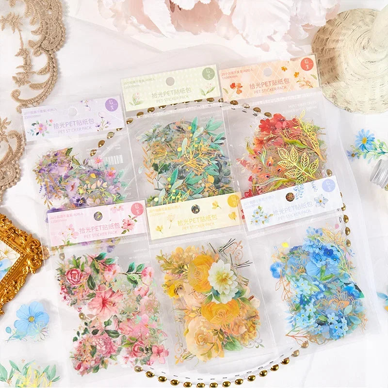 Bag Aesthetic Flower Stickers Fresh Plant Hand Account DIY Material