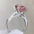 Huitan Big Oval Pink CZ Ring for Women – Statement Wedding Ring