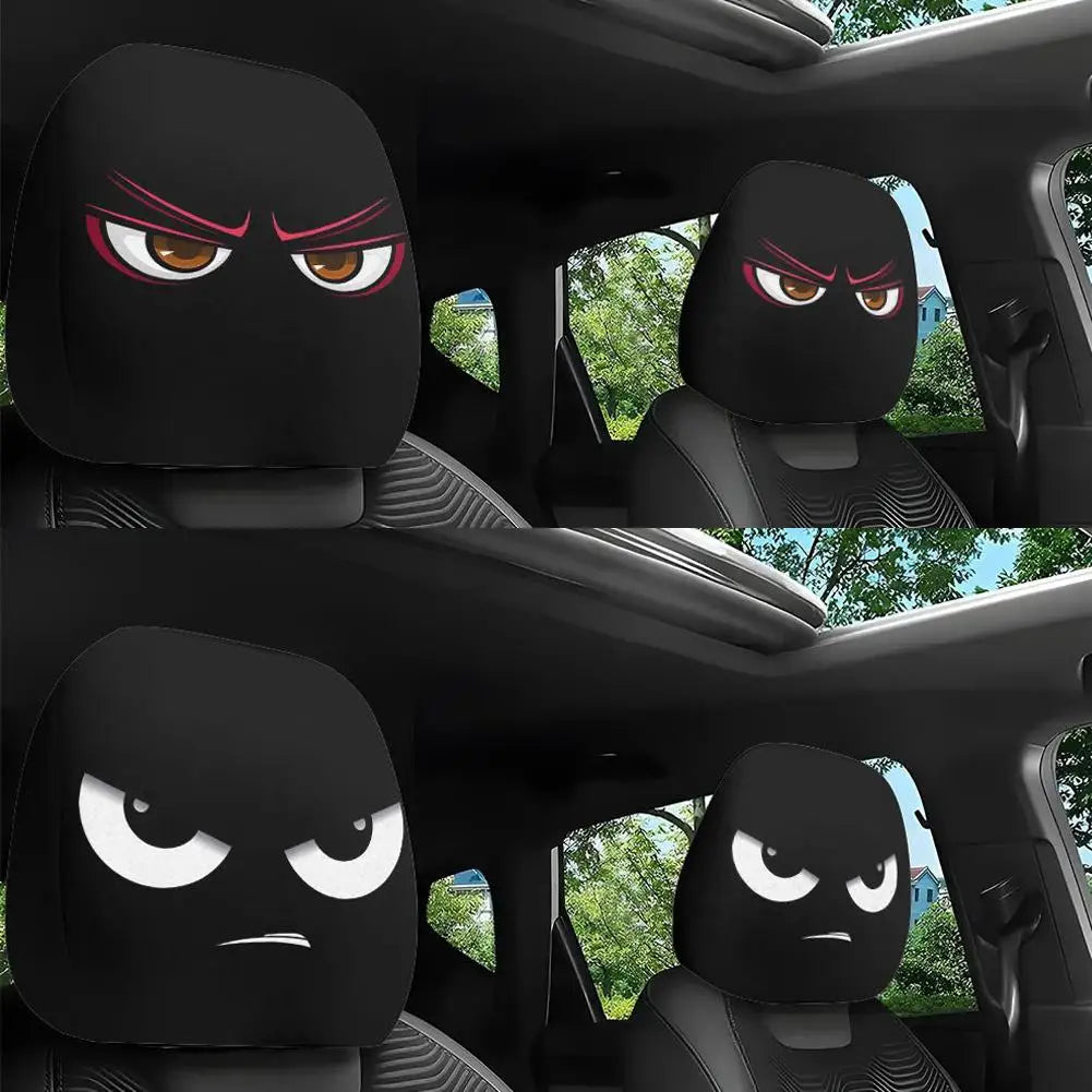 Cartoon Anime Car Headrest Covers – Universal Elastic Fit 2pc