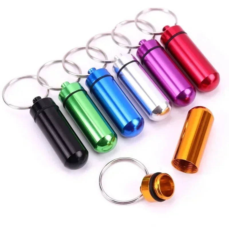 Mini Waterproof Aluminum Keychain Storage Capsule Box – 6 Pack