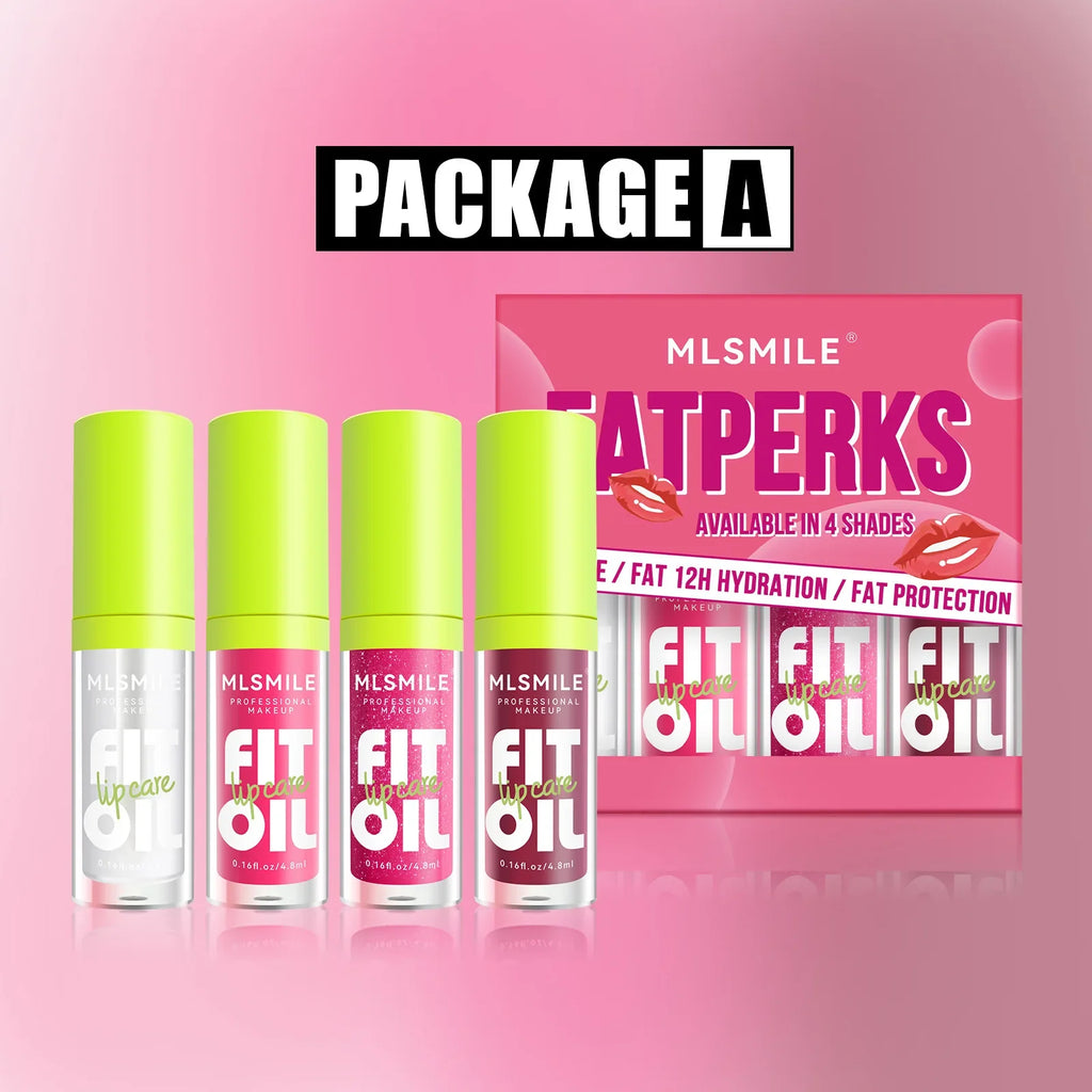 MLSMILE 4-Piece Mirror Pearl Lip Gloss Set – Hydrating Lip Oil