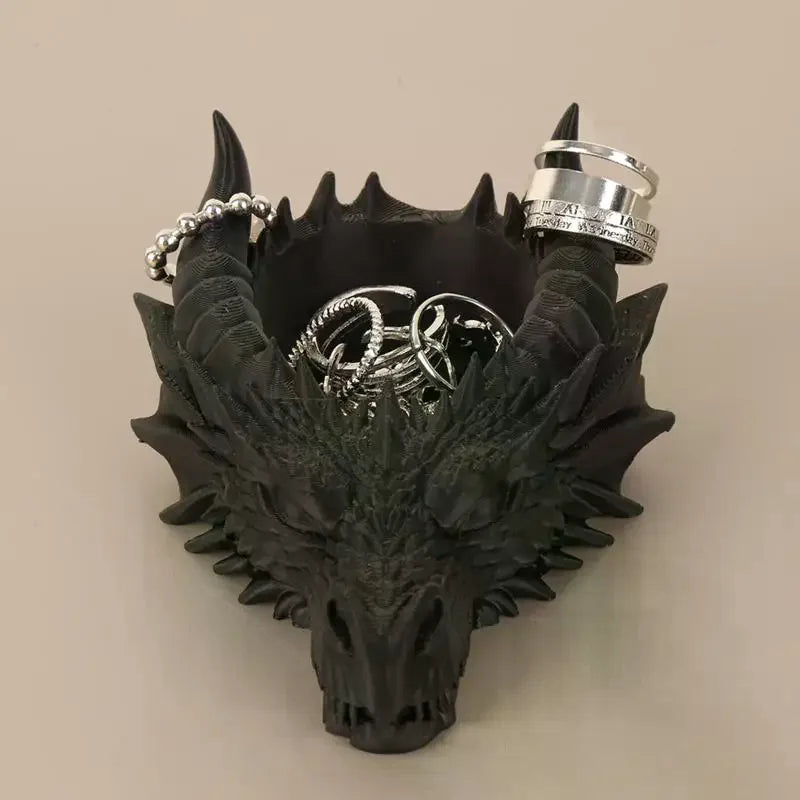 Gothic Dragon Head Jewelry Tray | Dark Decor Trinket Dish
