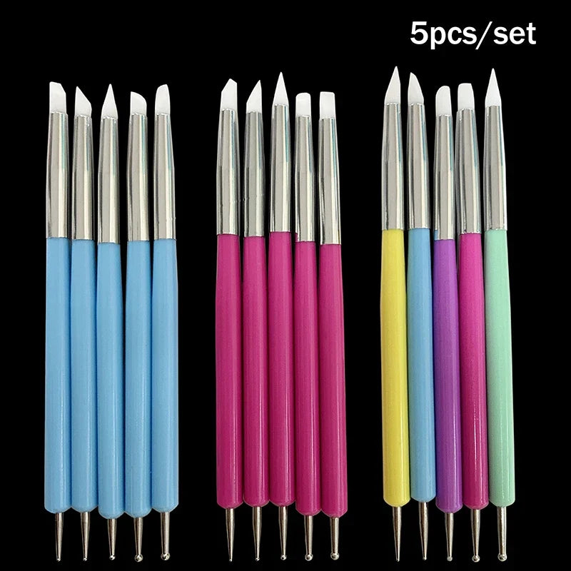 5-Piece 2-Way Nail Art Dotting Pens – Marbleizing & Flower Set