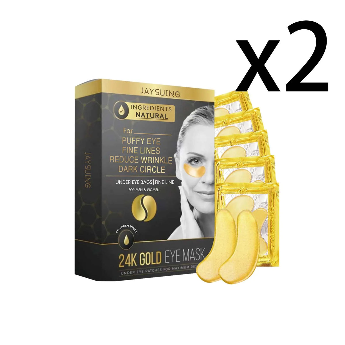 24K Gold Collagen Eye Patches – Anti-Aging, 5 Pairs | Jaysuing