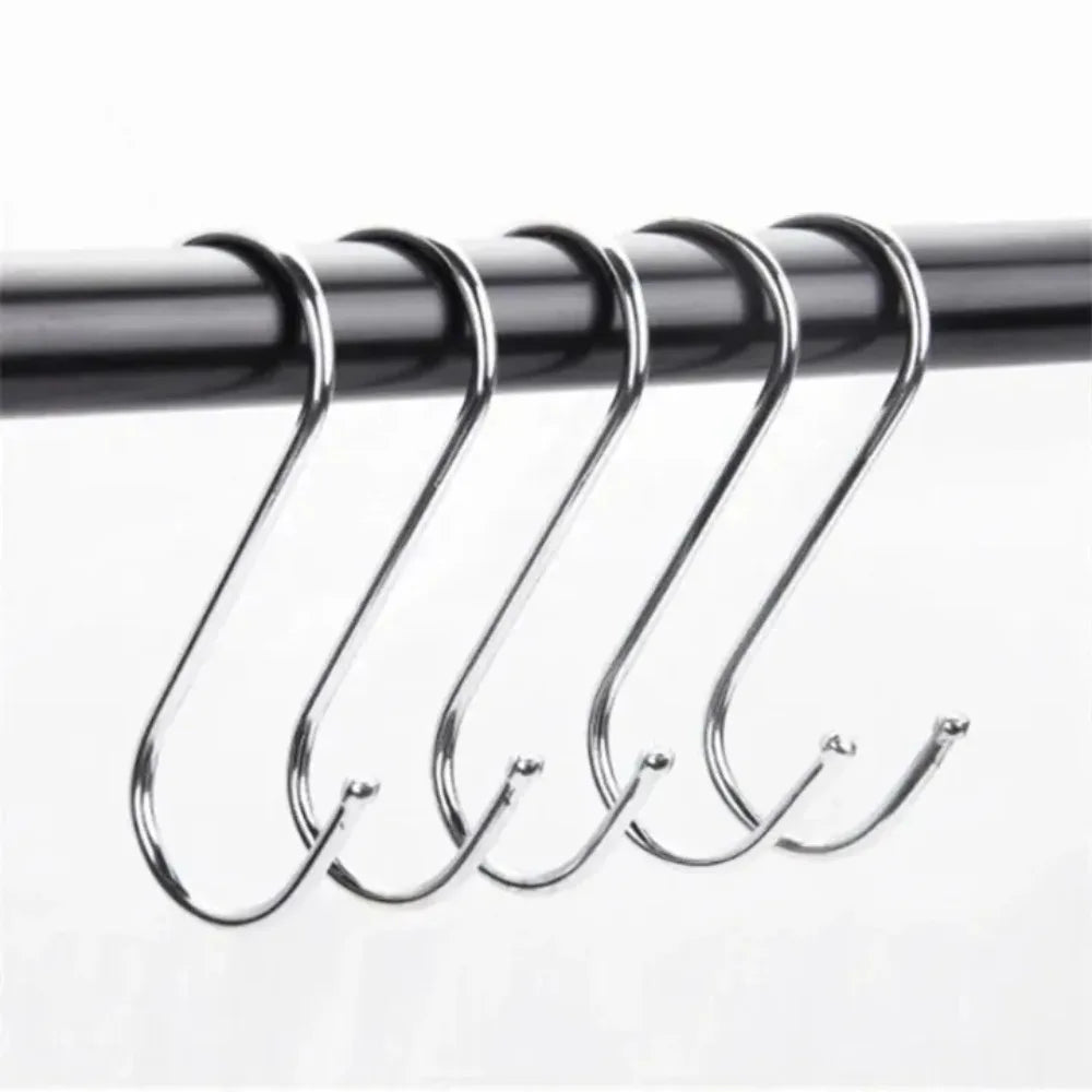 10-Pack Stainless Steel S Hooks – No-Drill Kitchen Organizer